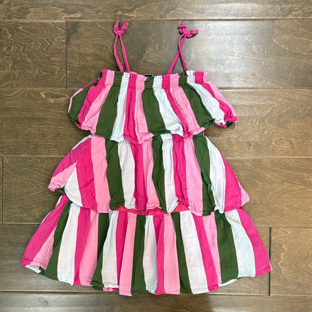 Janie and Jack Pink and Green Striped Dress